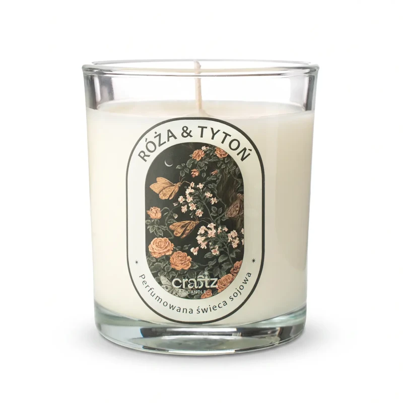 Świeca sojowa Róża i Tytoń 165 g w szklanym naczyniu – Craftz Candle