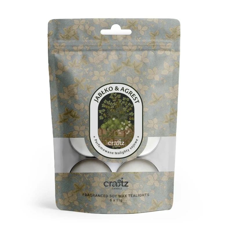 Tealighty sojowe zapachowe Jabłko i Agrest 6 sztuk w opakowaniu doypack – Craftz Candle