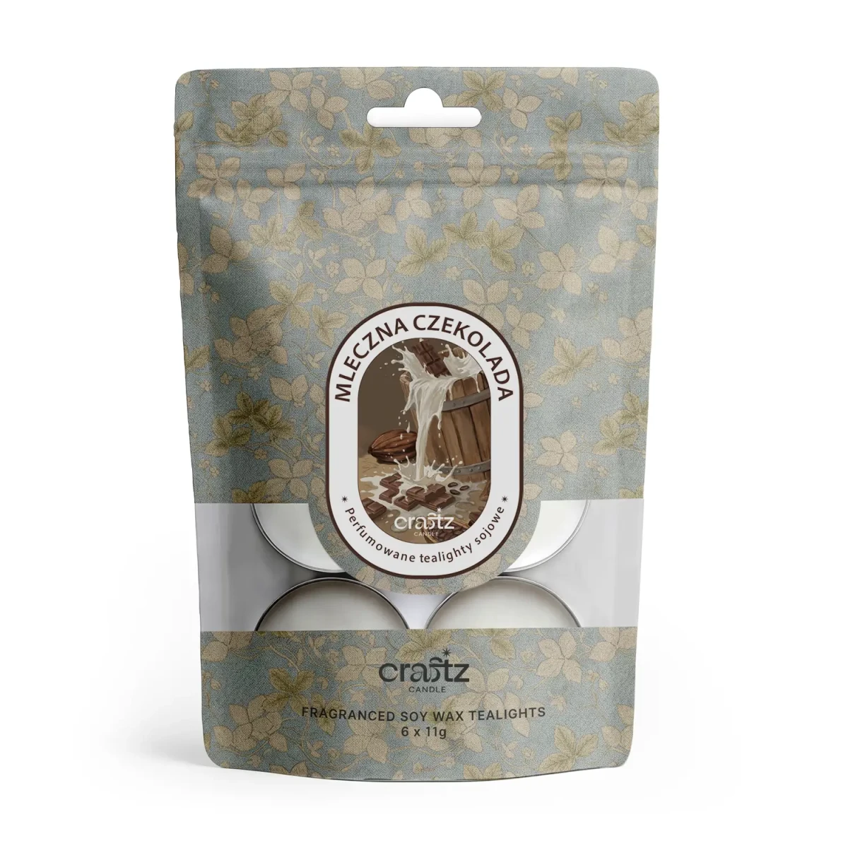 Tealighty sojowe zapachowe Mleczna Czekolada 6 sztuk w opakowaniu doypack – Craftz Candle