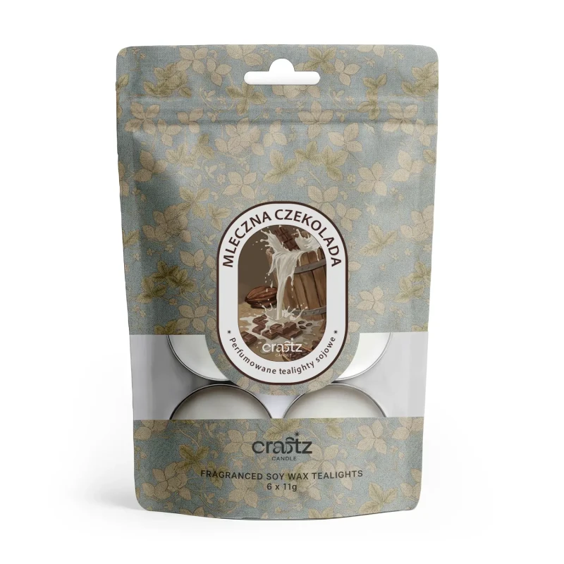 Tealighty sojowe zapachowe Mleczna Czekolada 6 sztuk w opakowaniu doypack – Craftz Candle