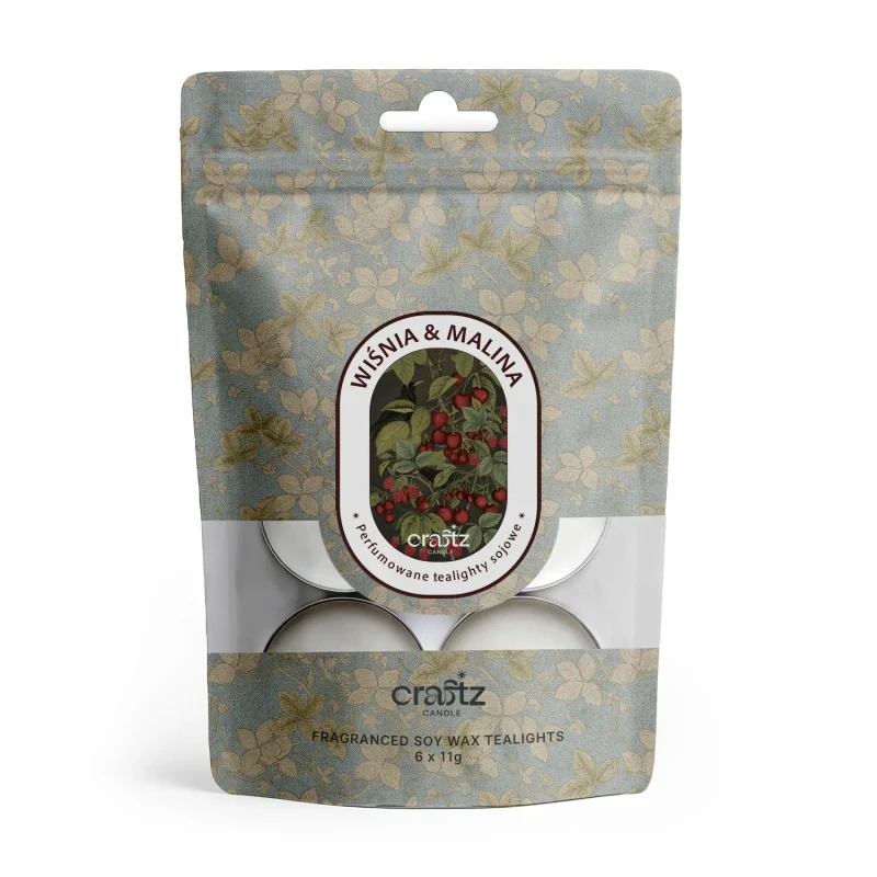 Tealighty sojowe zapachowe Wiśnia i Malina 6 sztuk w opakowaniu – Craftz Candle