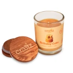 Świeca sojowa Birthday Cake z drewnianym wieczkiem – otwarte szklane naczynie Craftz Candle