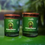 Dwie świece sojowe Green Future Craftz Candle w zielonej roślinnej aranżacji