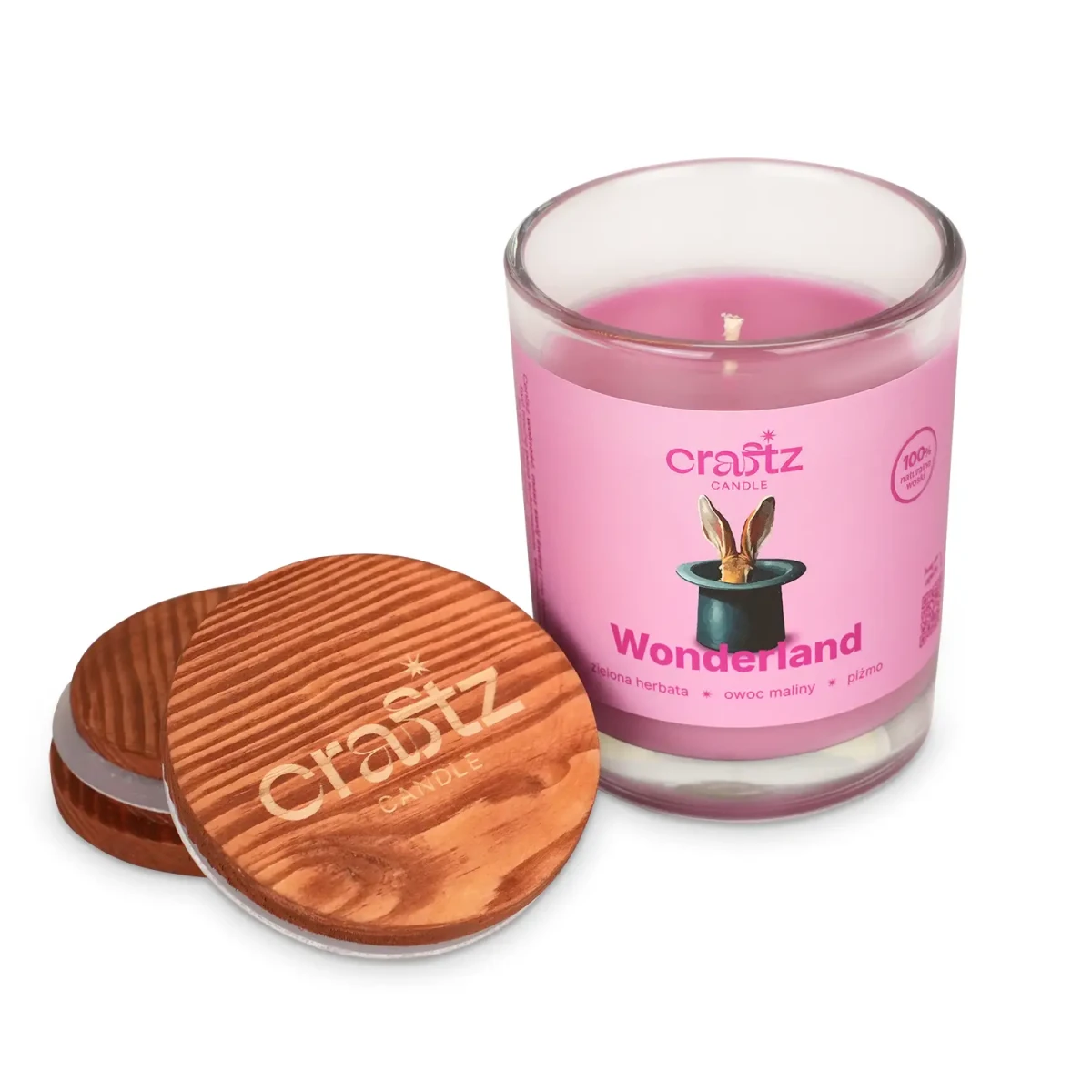 Świeca sojowa Wonderland z drewnianym wieczkiem – otwarte szklane naczynie Craftz Candle