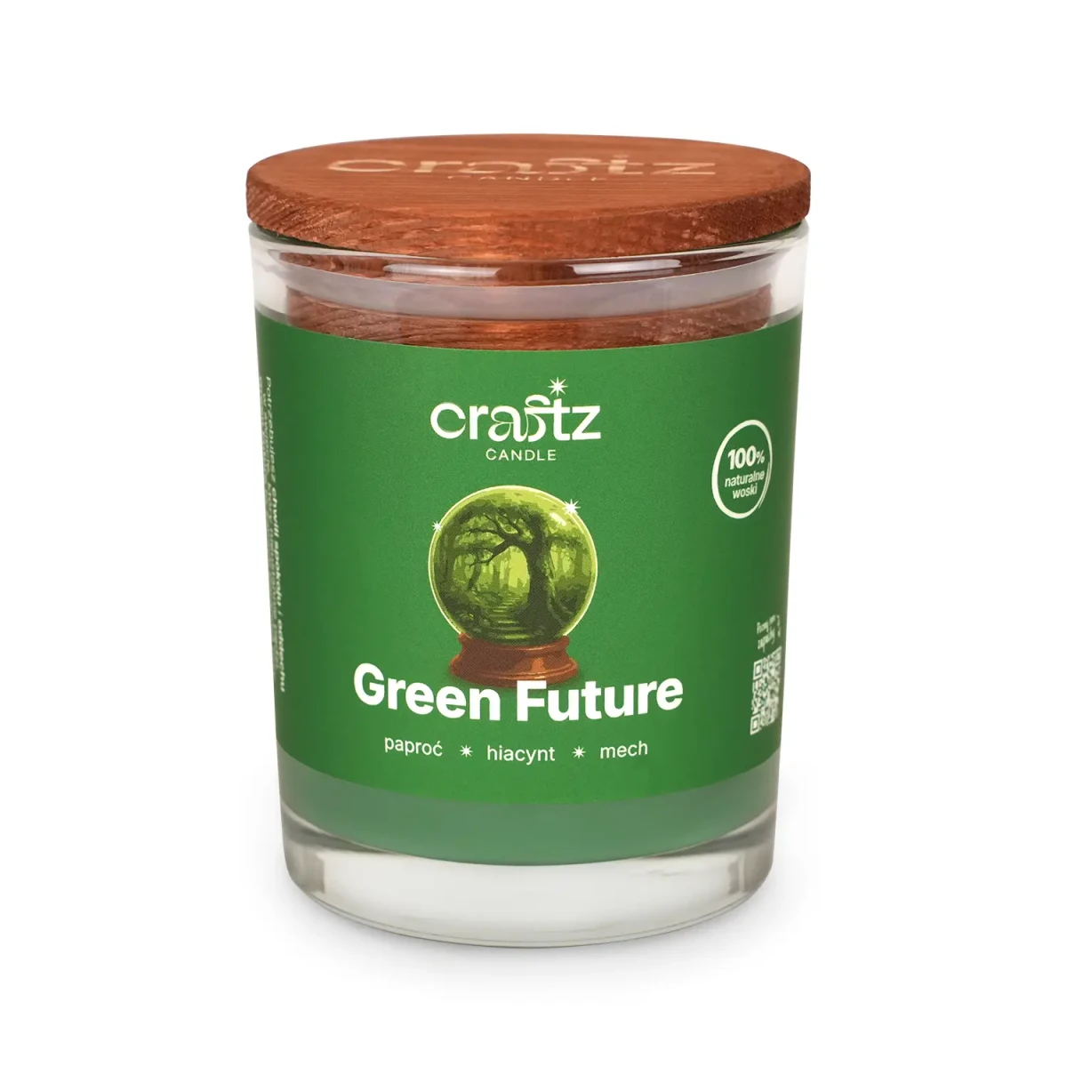 Świeca sojowa Green Future w szklanym słoju z drewnianym wieczkiem – Craftz Candle