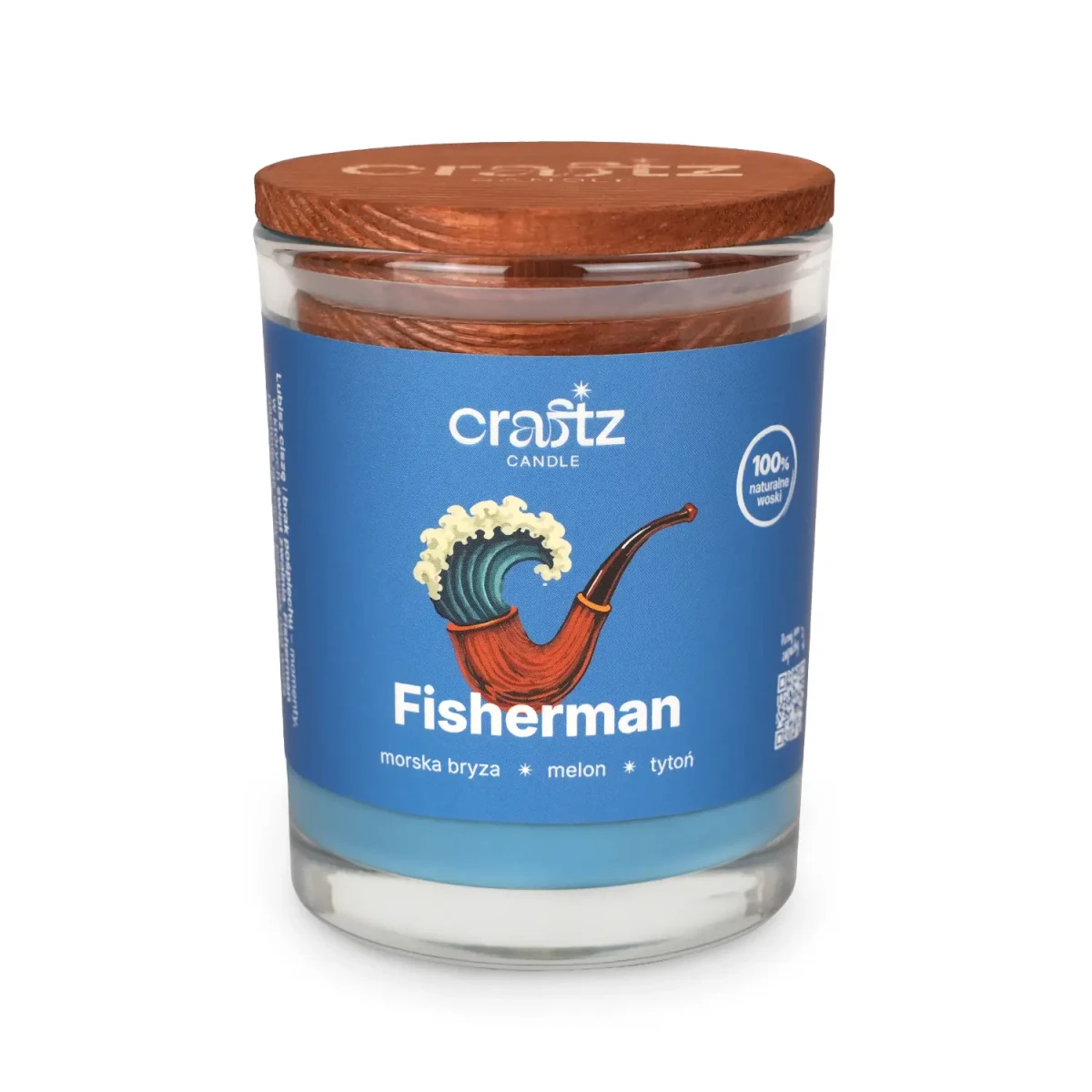 Świeca sojowa Fisherman w szklanym słoju z drewnianym wieczkiem – Craftz Candle