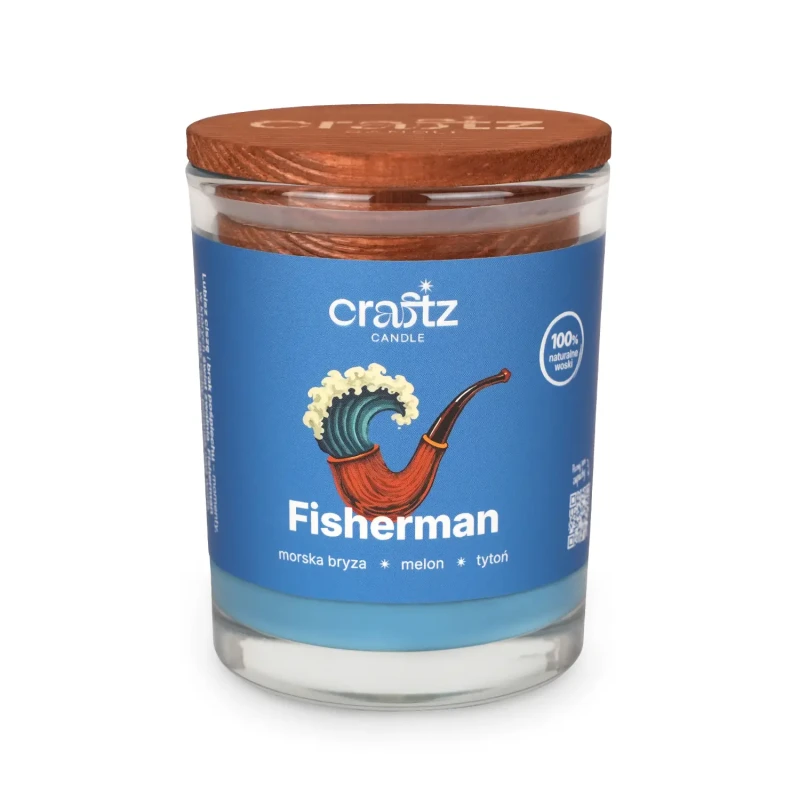 Świeca sojowa Fisherman w szklanym słoju z drewnianym wieczkiem – Craftz Candle