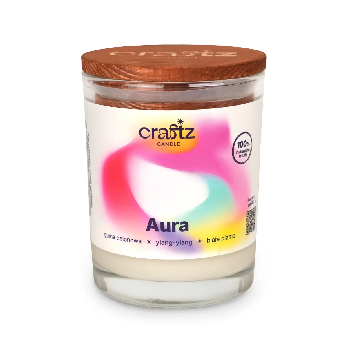 Świeca sojowa Aura w szklanym słoju z drewnianym wieczkiem – Craftz Candle