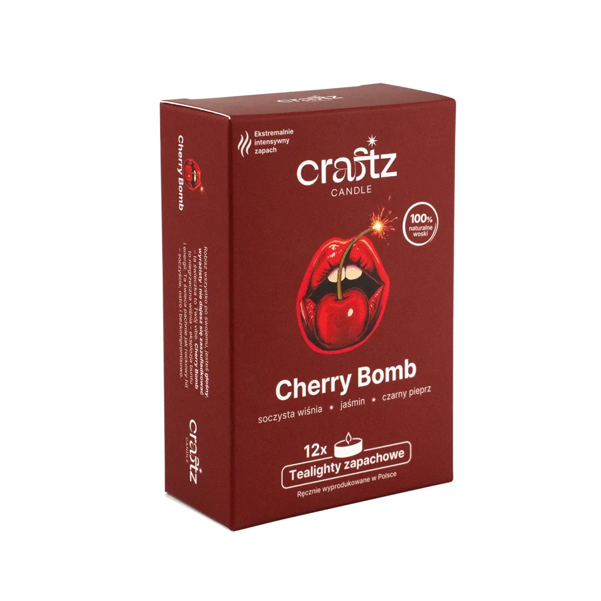 Tealighty sojowe Cherry Bomb 12 sztuk – opakowanie Craftz Candle