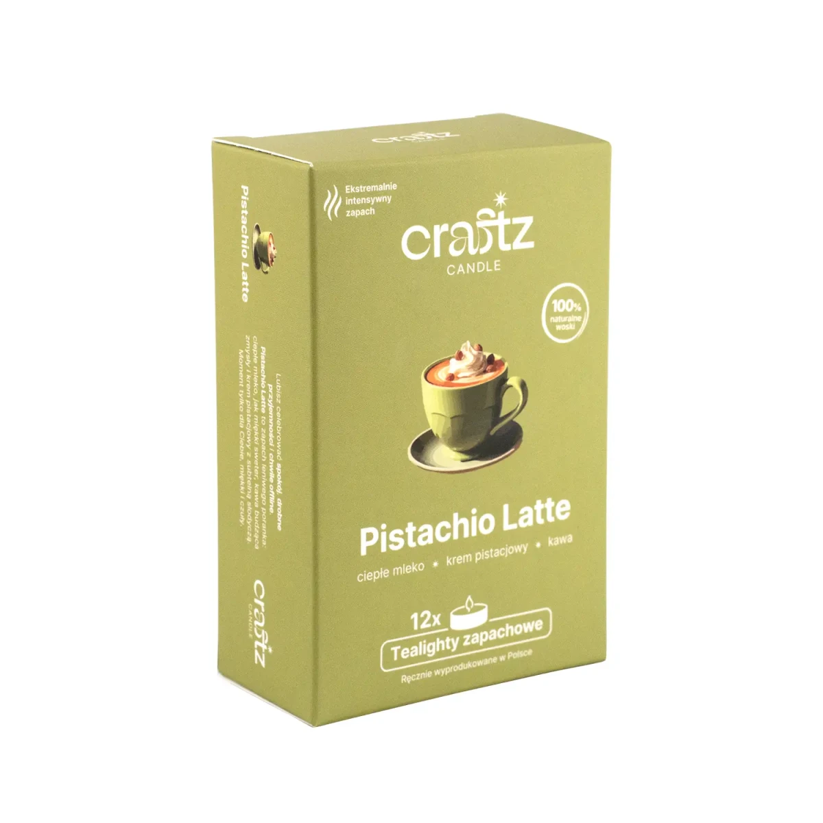 Tealighty sojowe Pistachio Latte 12 sztuk – opakowanie Craftz Candle