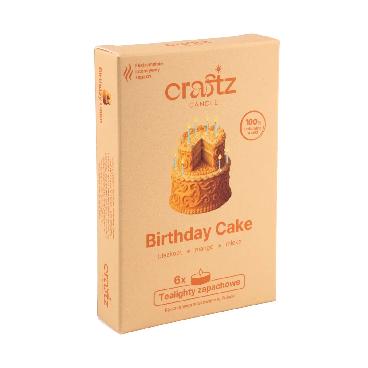 Tealighty zapachowe Birthday Cake 6 sztuk – biszkopt, mango i mleko – Craftz Candle
