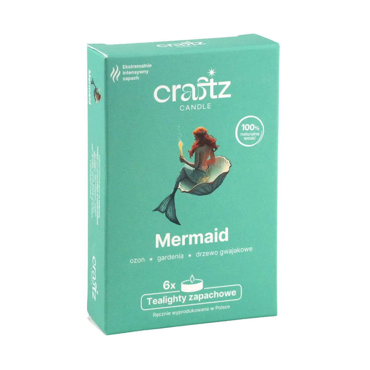 Tealighty zapachowe Mermaid 6 sztuk – ozon, gardenia i drzewo gwajakowe – Craftz Candle