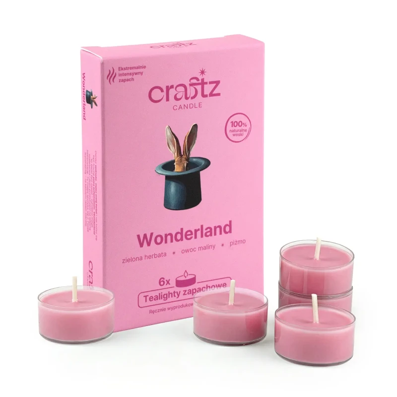Tealighty zapachowe Wonderland 6 sztuk – zielona herbata, owoc maliny i piżmo – Craftz Candle
