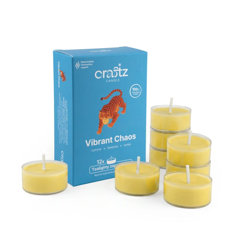 Tealighty sojowe Vibrant Chaos 12 sztuk z opakowaniem – Craftz Candle