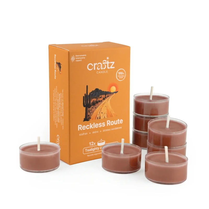 Tealighty sojowe Reckless Route 12 sztuk z opakowaniem – Craftz Candle