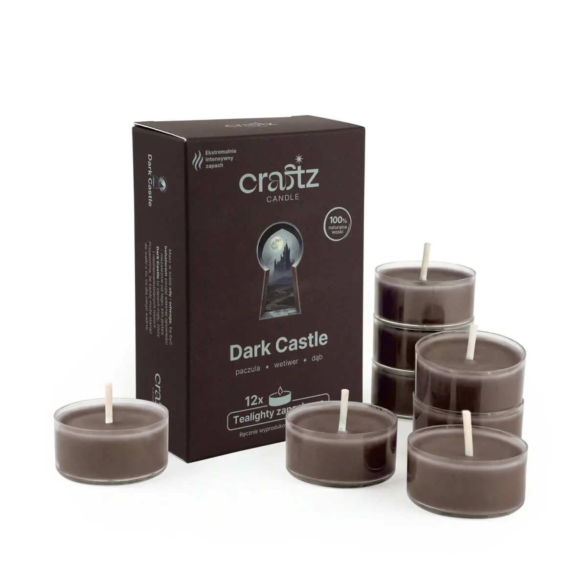 Tealighty sojowe Dark Castle 12 sztuk z opakowaniem – Craftz Candle