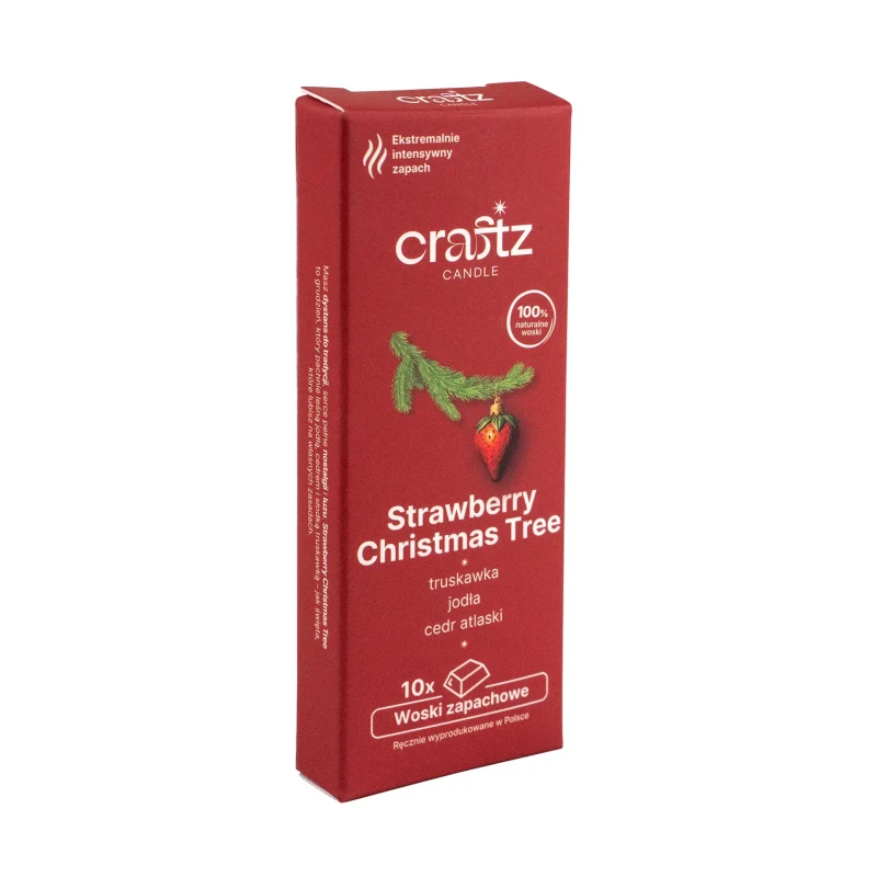 Woski zapachowe Strawberry Christmas Tree 10 sztuk – truskawka, jodła i cedr atlaski – Craftz Candle