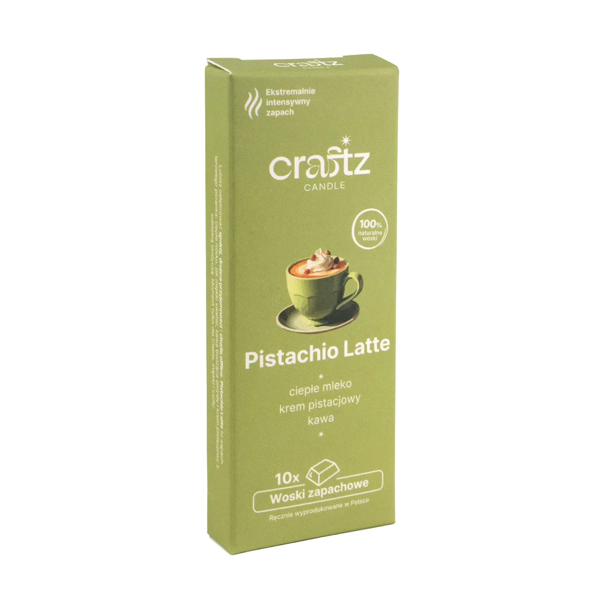 Woski zapachowe Pistachio Latte 10 sztuk – ciepłe mleko, krem pistacjowy i kawa – Craftz Candle