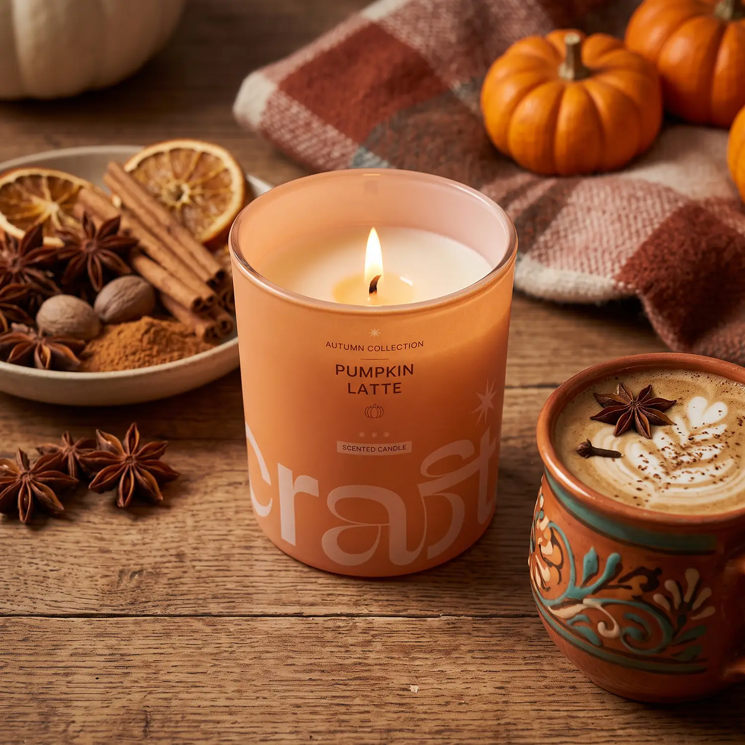 Świeca sojowa Pumpkin Latte Craftz w przytulnym wnętrzu